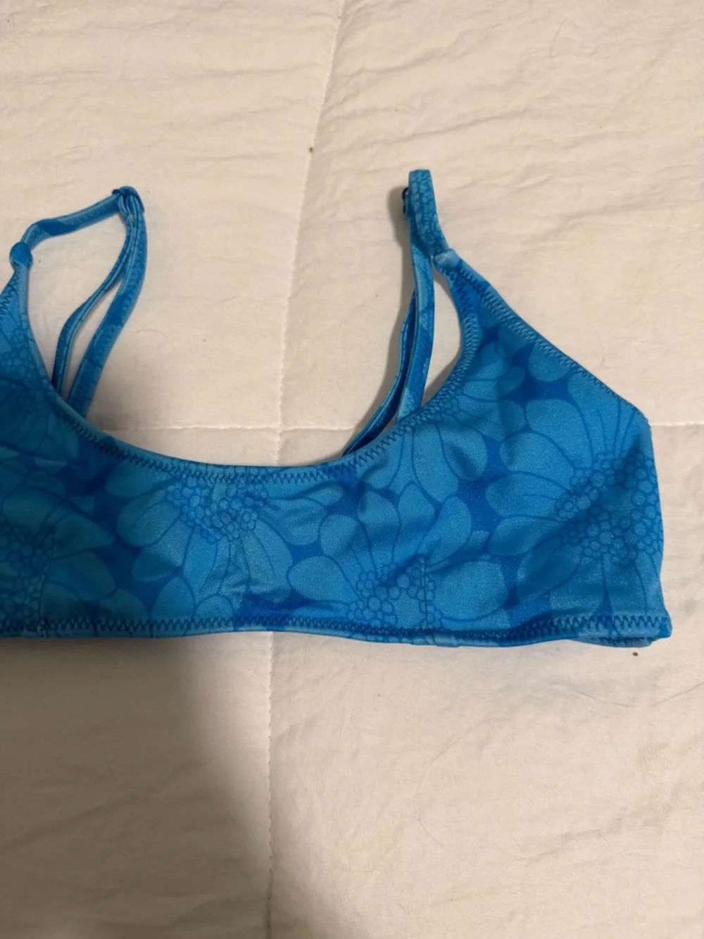 triangl swimwear rina ocean floral blue scoop neck bikini top